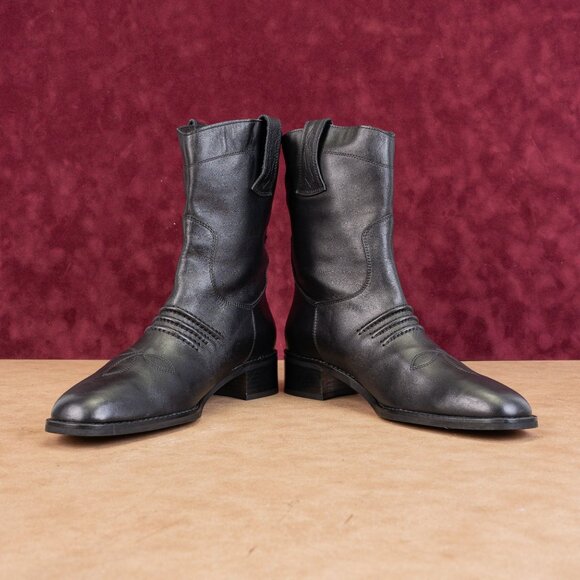 Bibi Lou Women Black Leather Cowboy Western Mid calf Boots sz 11US EUR41 - Picture 2 of 9